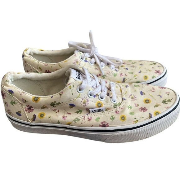 Vans Doheny Pressed Flower Floral Canvas Shoes Women’s Size 8 Cream Multicolor - Picture 4 of 9